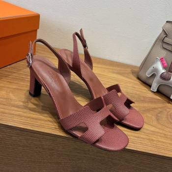 Hermes Eremite Heel Sandals 8.5cm in Ostrich Embossed Leather Dark Brown 2025 H102308 (XC-251023130)