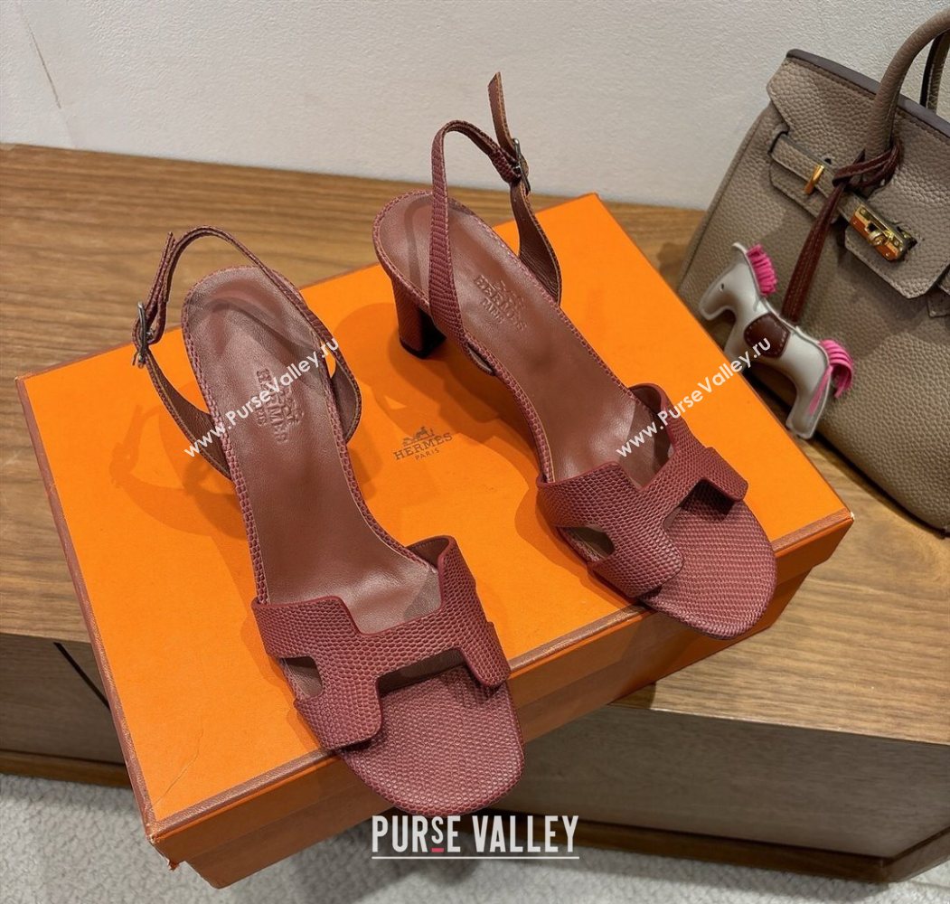 Hermes Eremite Heel Sandals 8.5cm in Ostrich Embossed Leather Dark Brown 2025 H102308 (XC-251023130)