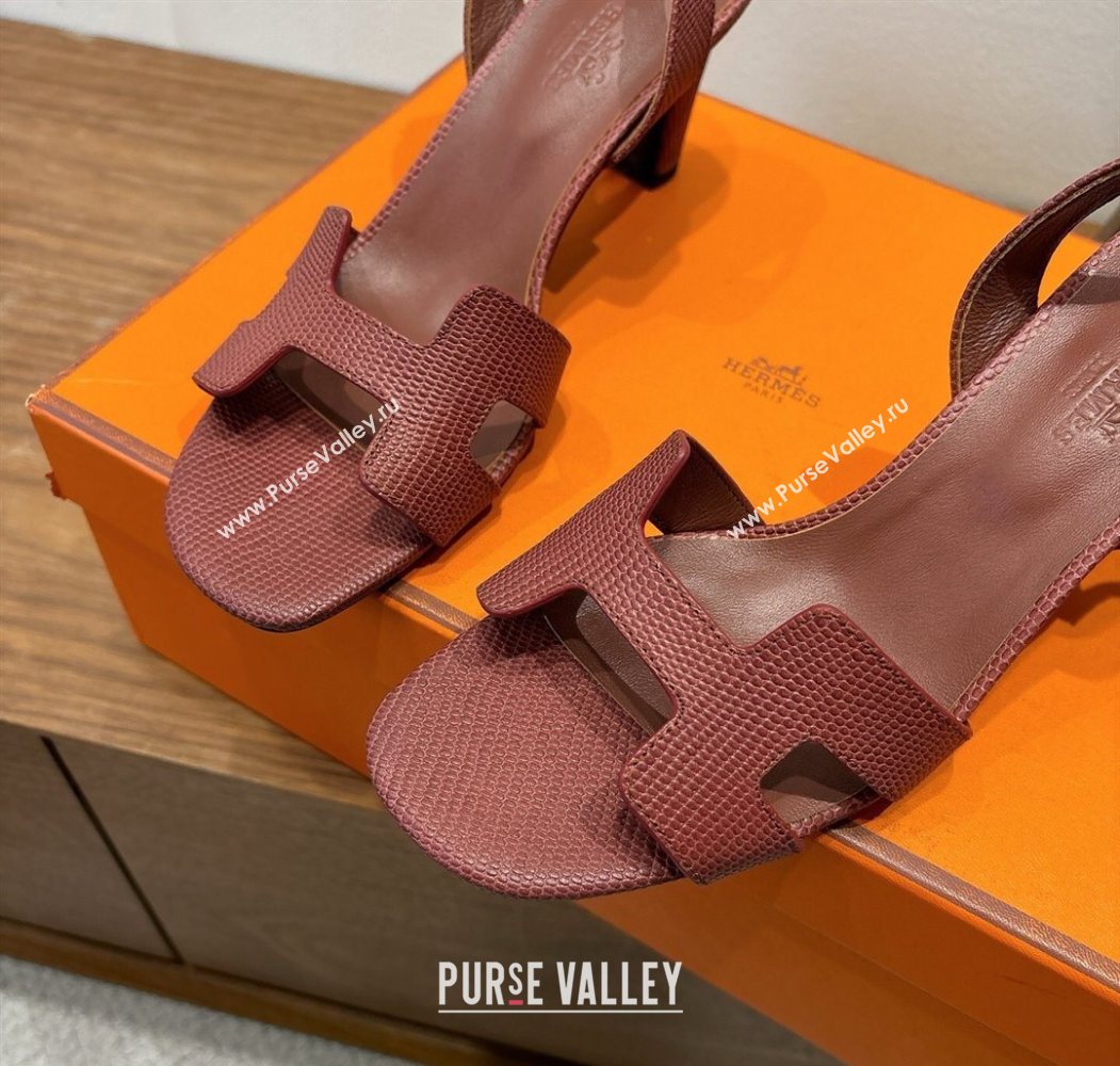 Hermes Eremite Heel Sandals 8.5cm in Ostrich Embossed Leather Dark Brown 2025 H102308 (XC-251023130)