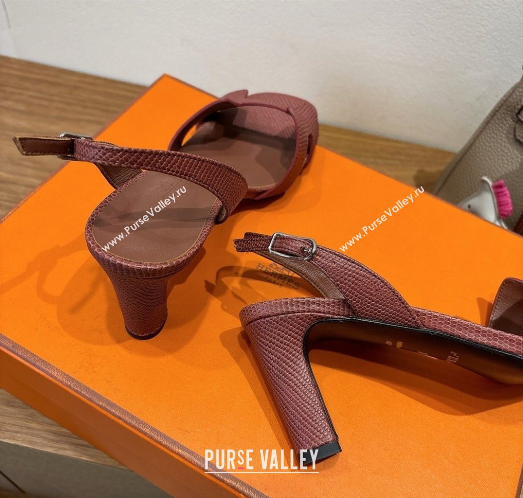 Hermes Eremite Heel Sandals 8.5cm in Ostrich Embossed Leather Dark Brown 2025 H102308 (XC-251023130)