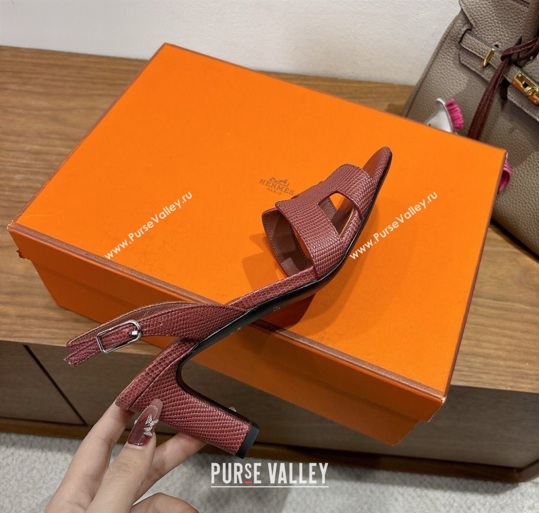 Hermes Eremite Heel Sandals 8.5cm in Ostrich Embossed Leather Dark Brown 2025 H102308 (XC-251023130)