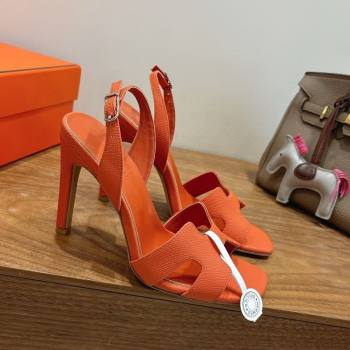 Hermes Eremite Heel Sandals 10cm in Grained Leather Orange2 2025 H02275 (XC-251023149)