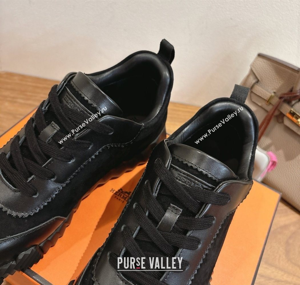 Hermes Bouncing Sneakers in Suede and Calfskin Leather All Black 2025 1024 (XC-251024021)