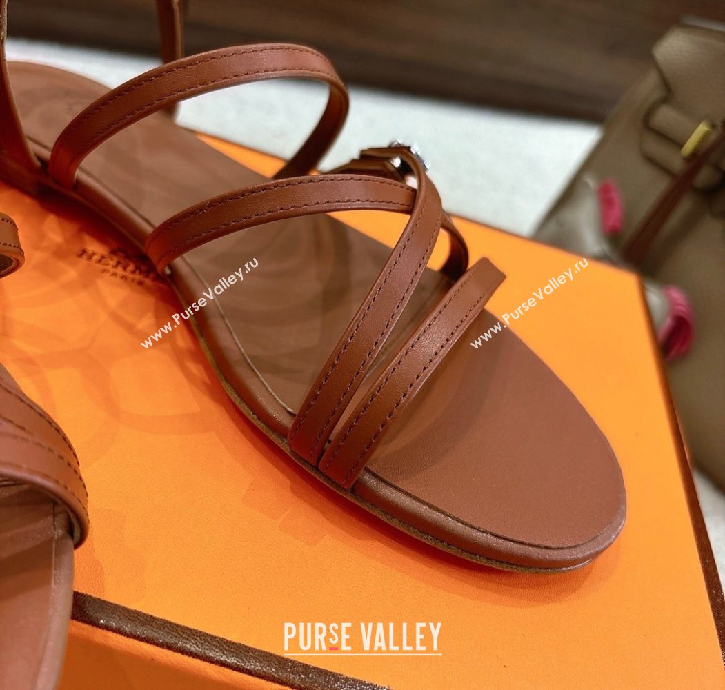 Hermes Lullaby Flat Sandals in Kelly Buckle in Calfskin Leather Brown 2025 (MD-251023174)