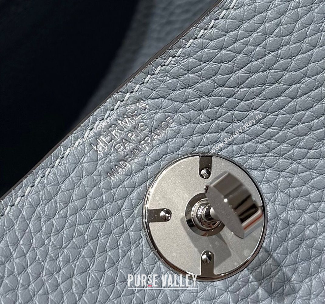Hermes Lindy Bag 26cm in Clemence Leather Linen Blue/Silver 2025 (Half Handmade) (FLB-251125039)