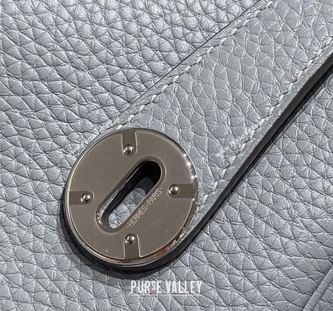 Hermes Lindy Bag 26cm in Clemence Leather Linen Blue/Silver 2025 (Half Handmade) (FLB-251125039)