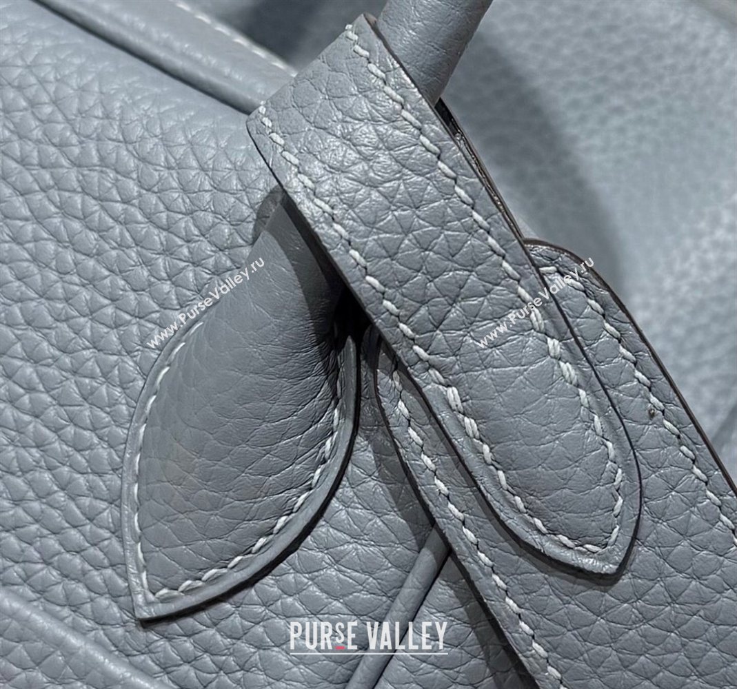 Hermes Lindy Bag 26cm in Clemence Leather Linen Blue/Silver 2025 (Half Handmade) (FLB-251125039)