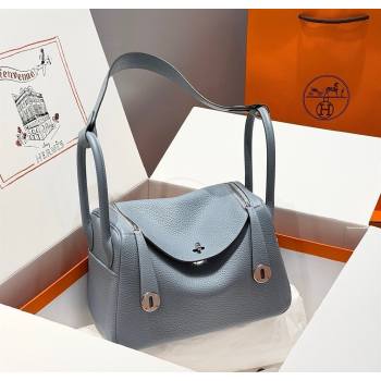 Hermes Lindy Bag 26cm in Clemence Leather Linen Blue/Silver 2025 (Half Handmade) (FLB-251125039)