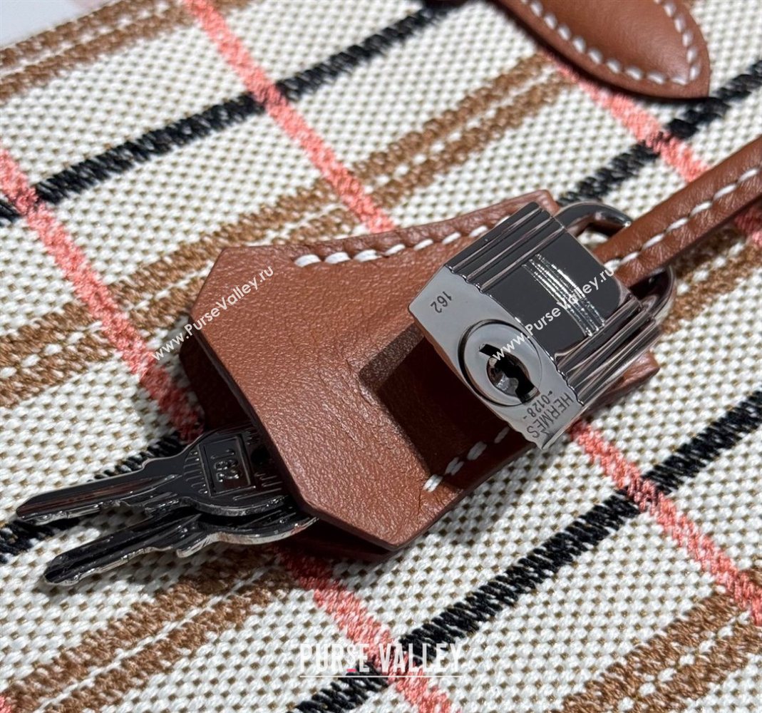 Hermes Mini Shoulder Birkin Bag 29cm in Canvas and Calfskin Leather Mocha Brown 1 2025 (Half Handmade) (FLB-251125031)