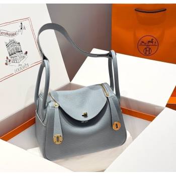 Hermes Lindy Bag 26cm in Clemence Leather Linen Blue/Gold 2025 (Half Handmade) (FLB-251125040)