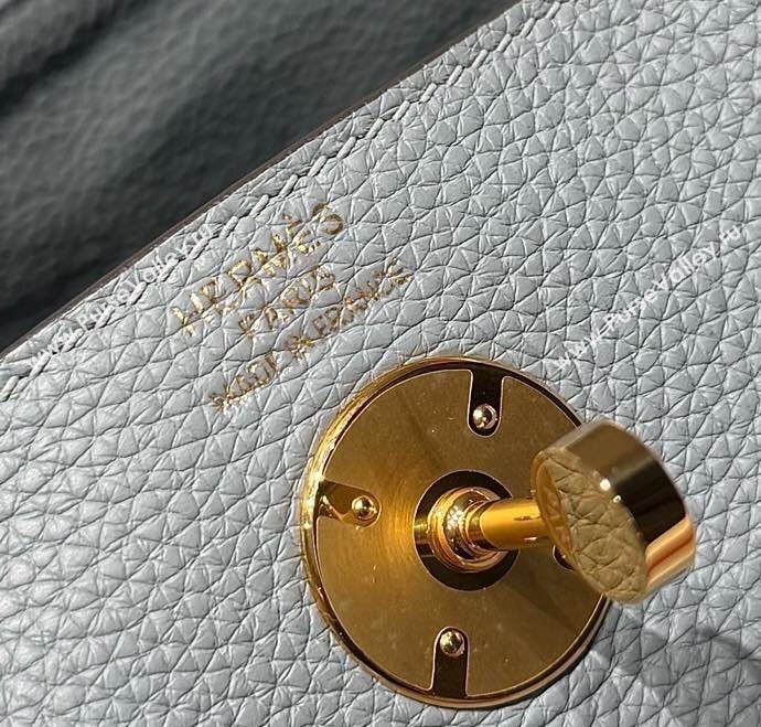 Hermes Lindy Bag 26cm in Clemence Leather Linen Blue/Gold 2025 (Half Handmade) (FLB-251125040)