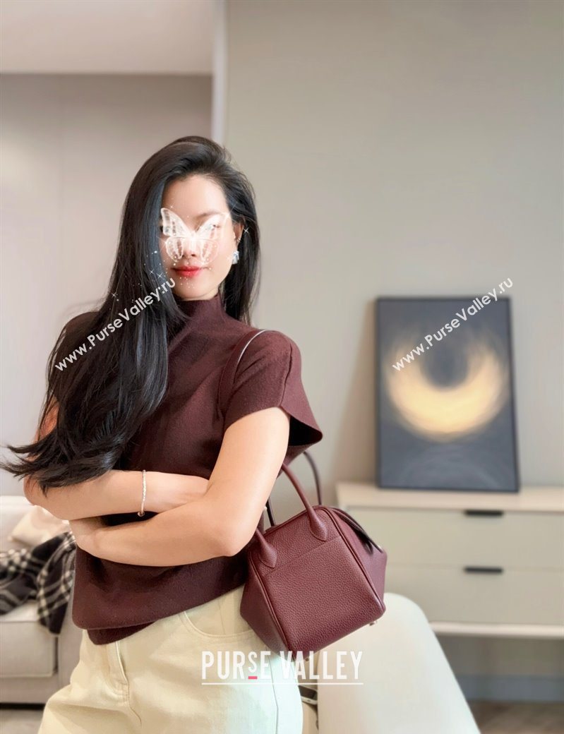Hermes Lindy Bag 26cm in Clemence Leather Saddle Red/Silver 2025 (Half Handmade) (FLB-251125041)