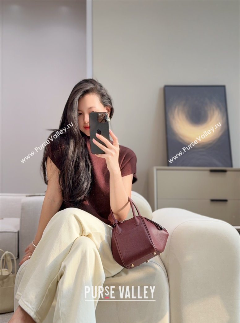 Hermes Lindy Bag 26cm in Clemence Leather Saddle Red/Silver 2025 (Half Handmade) (FLB-251125041)