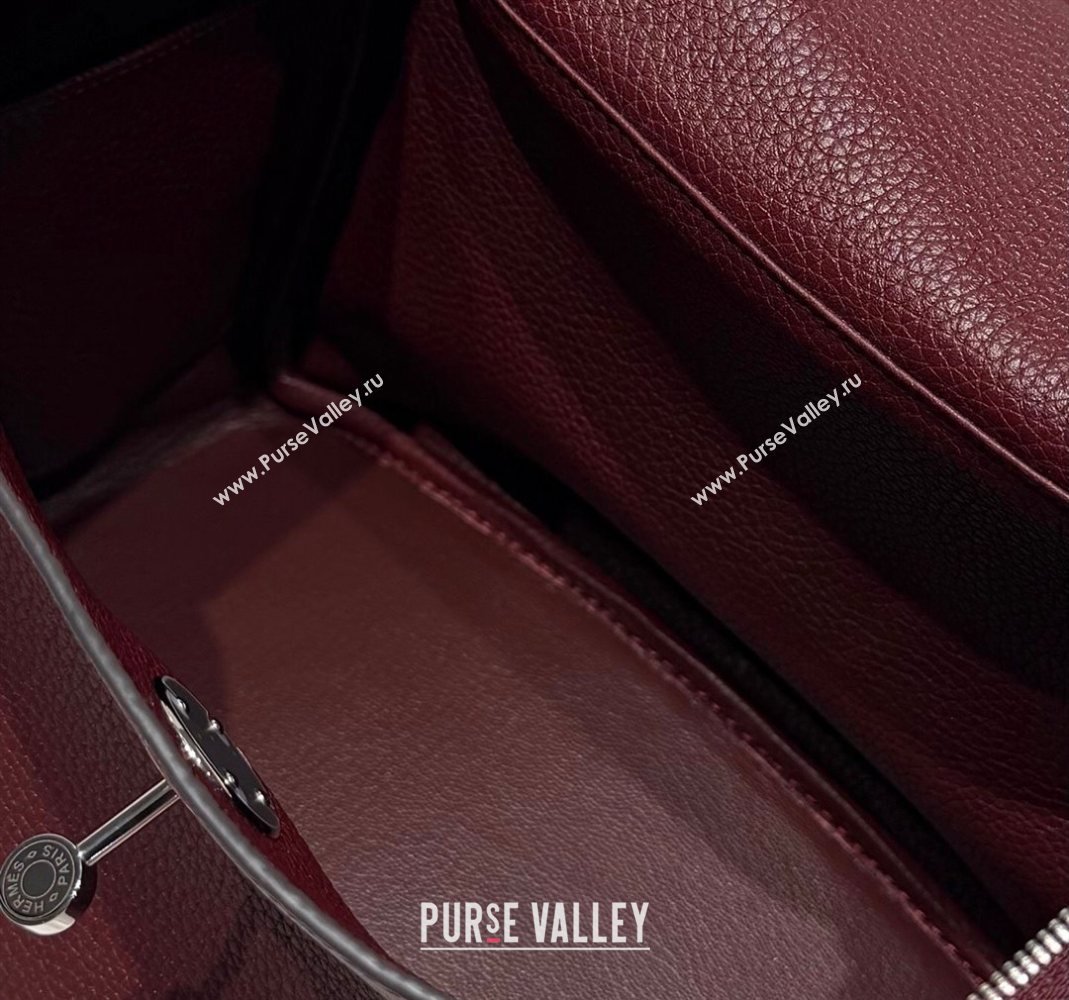 Hermes Lindy Bag 26cm in Clemence Leather Saddle Red/Silver 2025 (Half Handmade) (FLB-251125041)