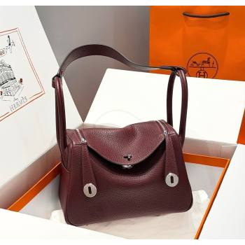 Hermes Lindy Bag 26cm in Clemence Leather Saddle Red/Silver 2025 (Half Handmade) (FLB-251125041)