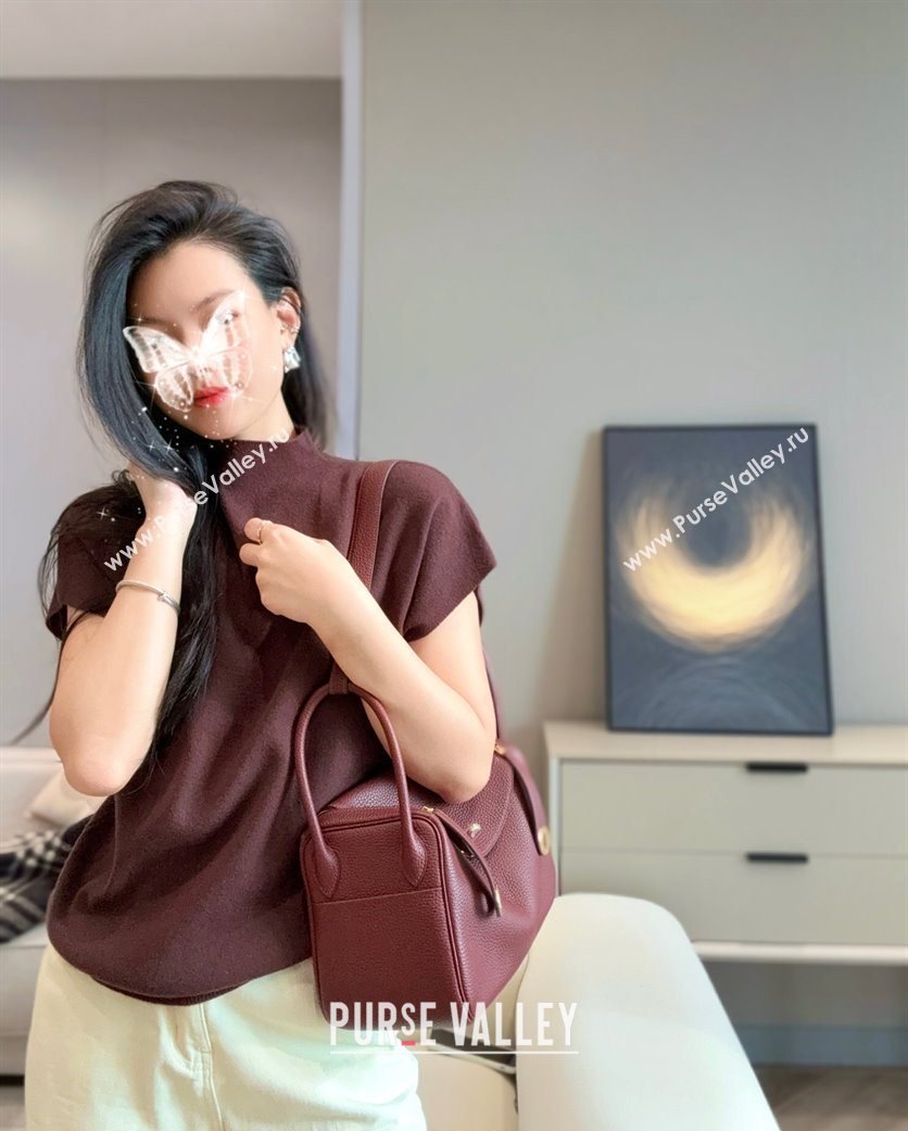 Hermes Lindy Bag 26cm in Clemence Leather Saddle Red/Gold 2025 (Half Handmade) (FLB-251125042)