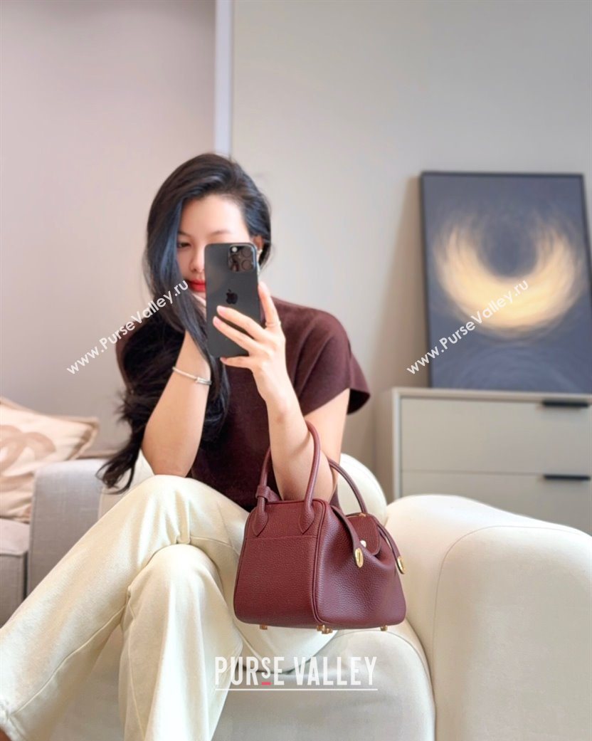 Hermes Lindy Bag 26cm in Clemence Leather Saddle Red/Gold 2025 (Half Handmade) (FLB-251125042)