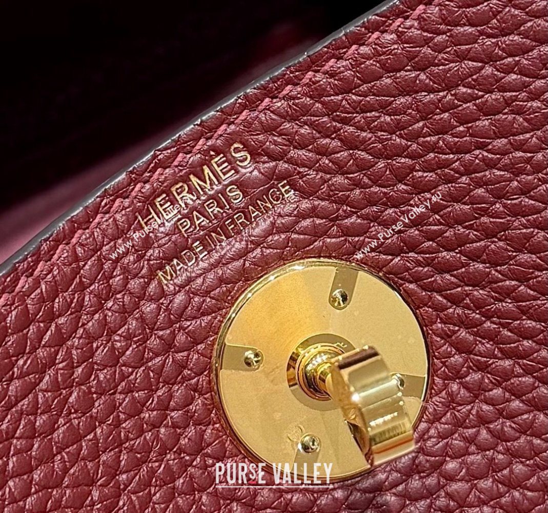 Hermes Lindy Bag 26cm in Clemence Leather Saddle Red/Gold 2025 (Half Handmade) (FLB-251125042)