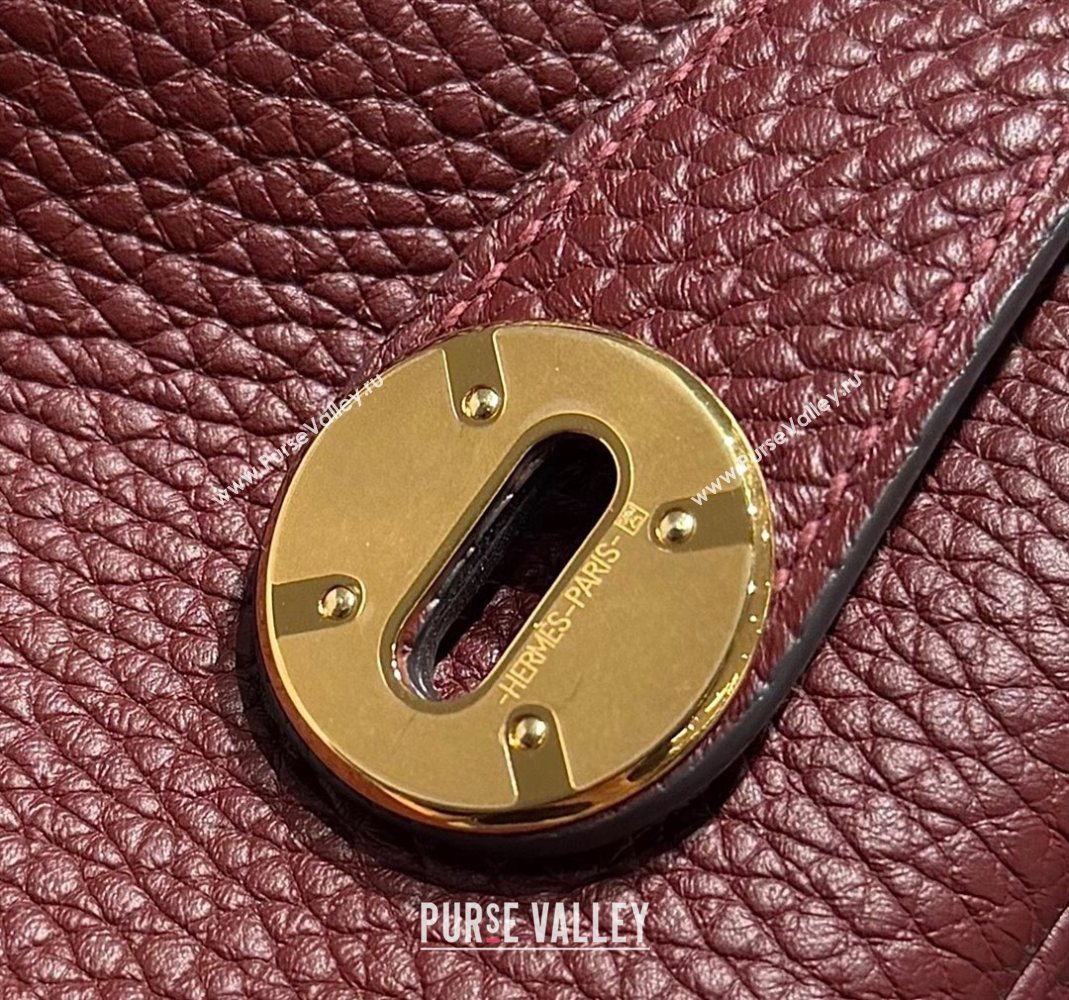 Hermes Lindy Bag 26cm in Clemence Leather Saddle Red/Gold 2025 (Half Handmade) (FLB-251125042)