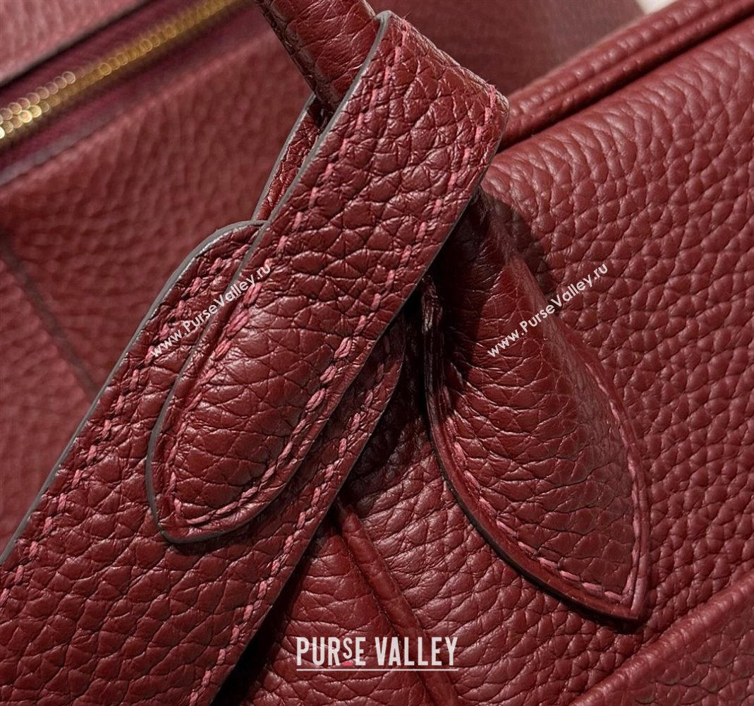 Hermes Lindy Bag 26cm in Clemence Leather Saddle Red/Gold 2025 (Half Handmade) (FLB-251125042)