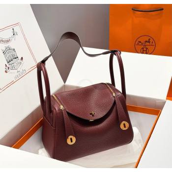 Hermes Lindy Bag 26cm in Clemence Leather Saddle Red/Gold 2025 (Half Handmade) (FLB-251125042)