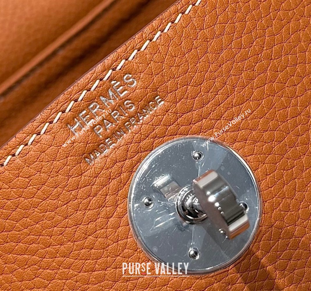 Hermes Lindy Bag 26cm in Clemence Leather Brown/Silver 2025 (Half Handmade) (FLB-251125045)