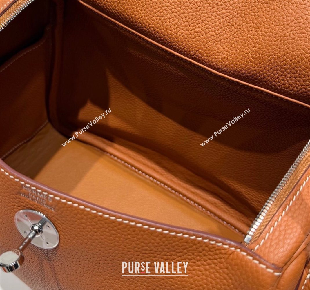 Hermes Lindy Bag 26cm in Clemence Leather Brown/Silver 2025 (Half Handmade) (FLB-251125045)