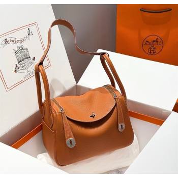 Hermes Lindy Bag 26cm in Clemence Leather Brown/Silver 2025 (Half Handmade) (FLB-251125045)
