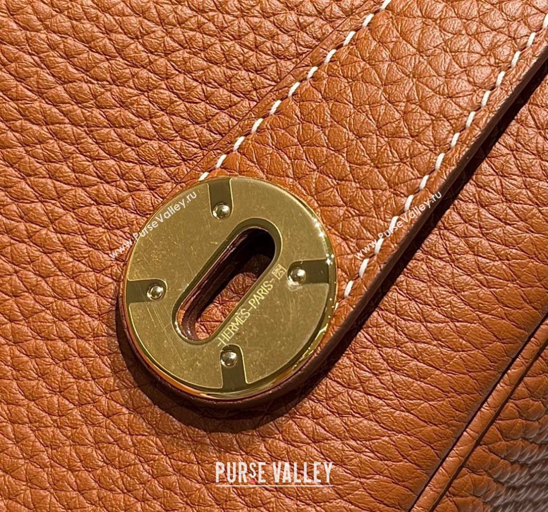 Hermes Lindy Bag 26cm in Clemence Leather Brown/Gold 2025 (Half Handmade) (FLB-251125046)