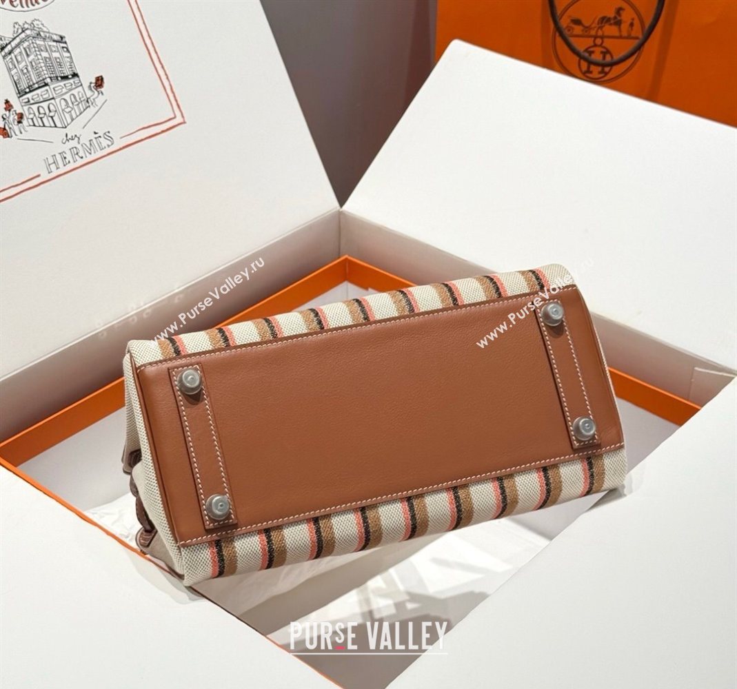 Hermes Mini Shoulder Birkin Bag 29cm in Canvas and Calfskin Leather Mocha Brown 2 2025 (Half Handmade) (FLB-251125032)