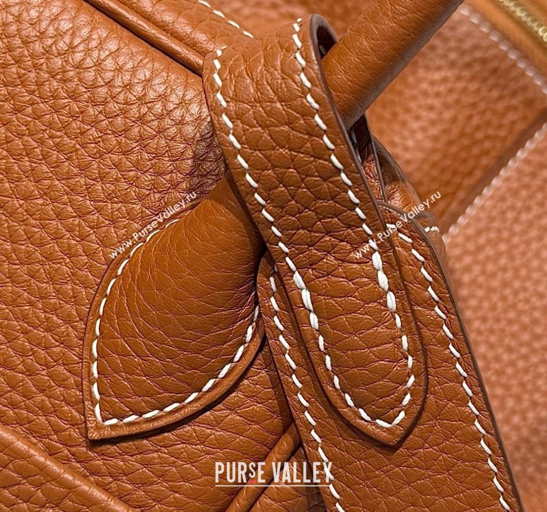 Hermes Lindy Bag 26cm in Clemence Leather Brown/Gold 2025 (Half Handmade) (FLB-251125046)