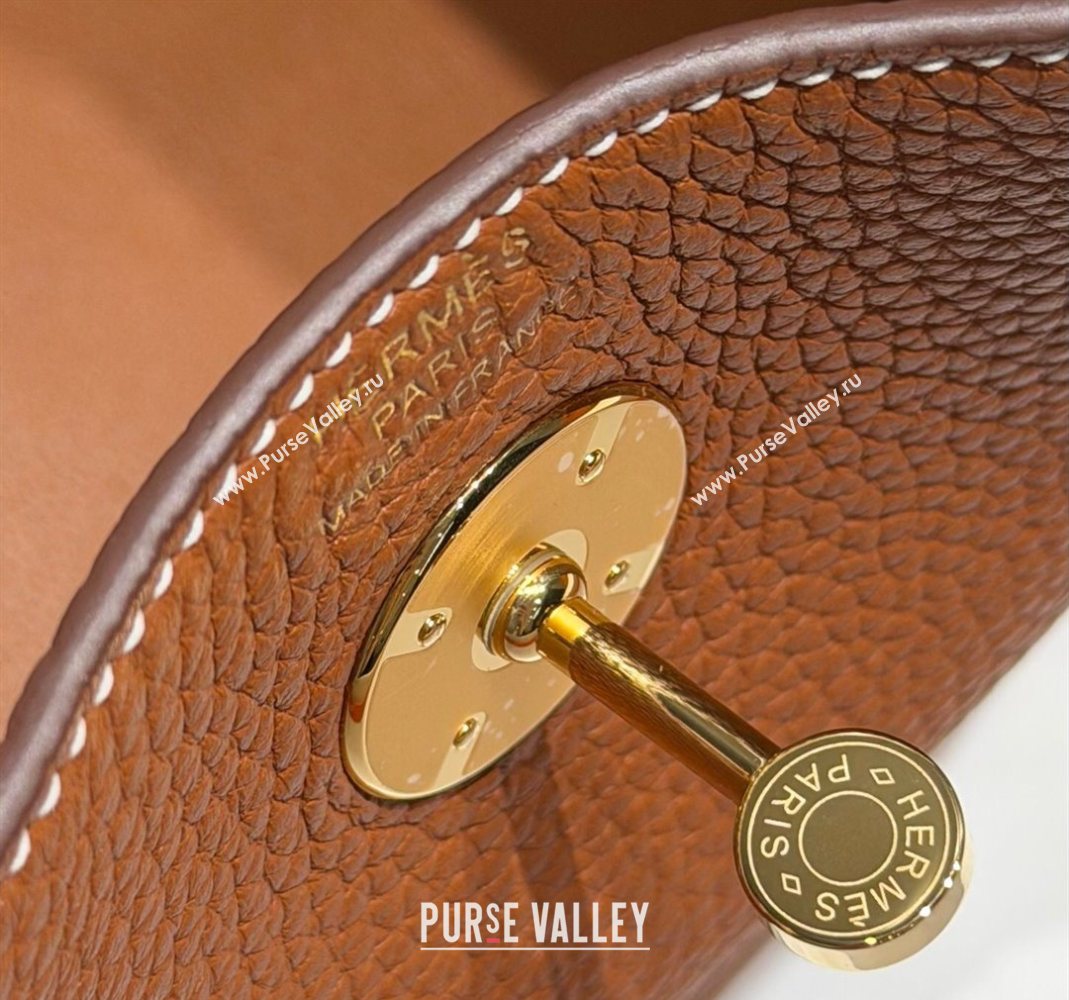 Hermes Lindy Bag 26cm in Clemence Leather Brown/Gold 2025 (Half Handmade) (FLB-251125046)