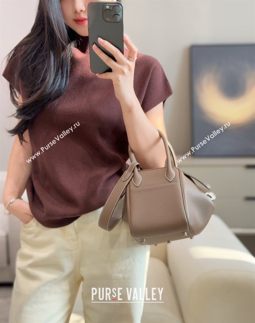 Hermes Lindy Bag 26cm in Clemence Leather Elephant Grey/Silver 2025 (Half Handmade) (FLB-251125047)