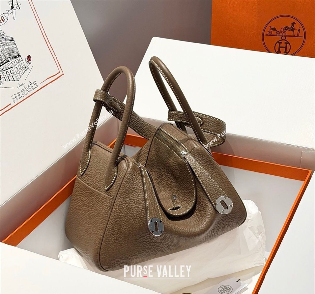 Hermes Lindy Bag 26cm in Clemence Leather Elephant Grey/Silver 2025 (Half Handmade) (FLB-251125047)