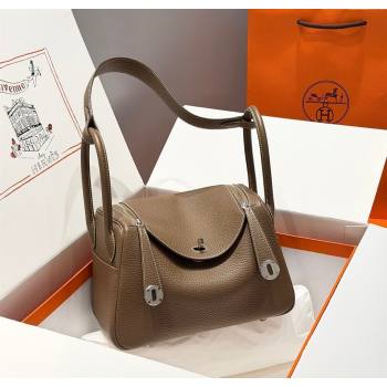 Hermes Lindy Bag 26cm in Clemence Leather Elephant Grey/Silver 2025 (Half Handmade) (FLB-251125047)