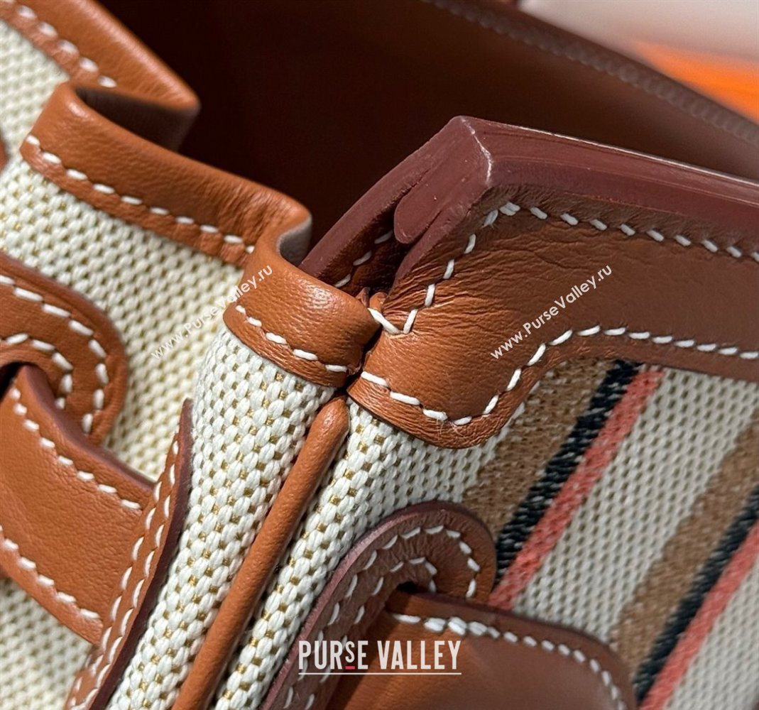 Hermes Mini Shoulder Birkin Bag 29cm in Canvas and Calfskin Leather Mocha Brown 2 2025 (Half Handmade) (FLB-251125032)