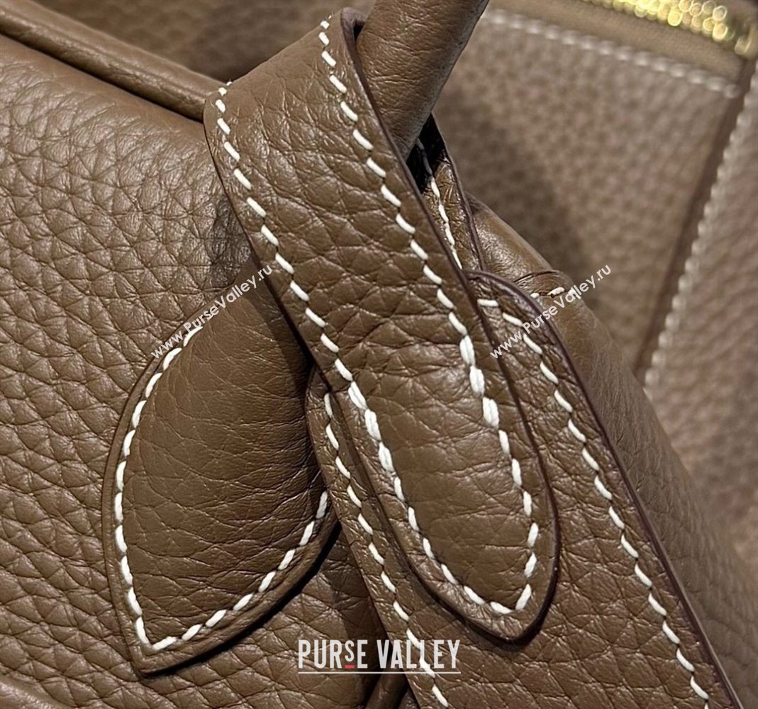 Hermes Lindy Bag 26cm in Clemence Leather Elephant Grey/Gold 2025 (Half Handmade) (FLB-251125048)