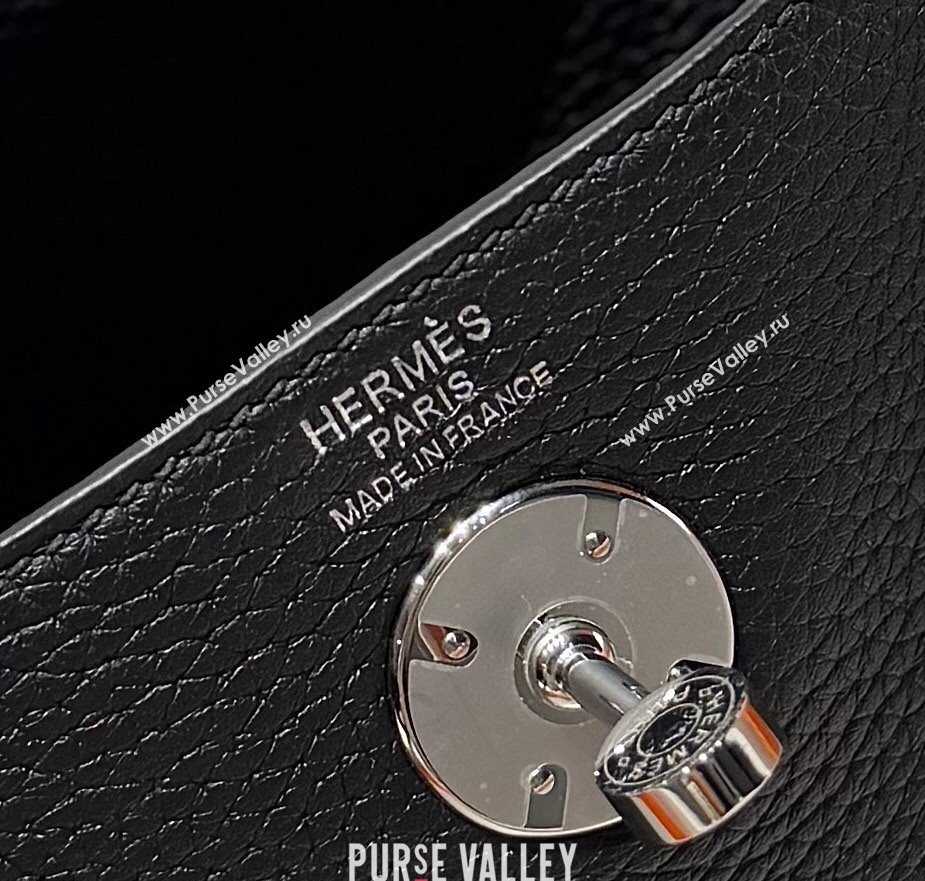 Hermes Lindy Bag 26cm in Clemence Leather Black/Silver 2025 (Half Handmade) (FLB-251125049)