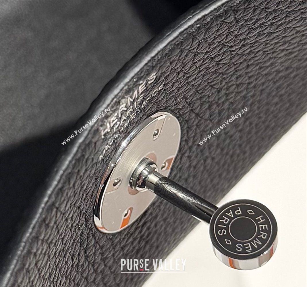 Hermes Lindy Bag 26cm in Clemence Leather Black/Silver 2025 (Half Handmade) (FLB-251125049)