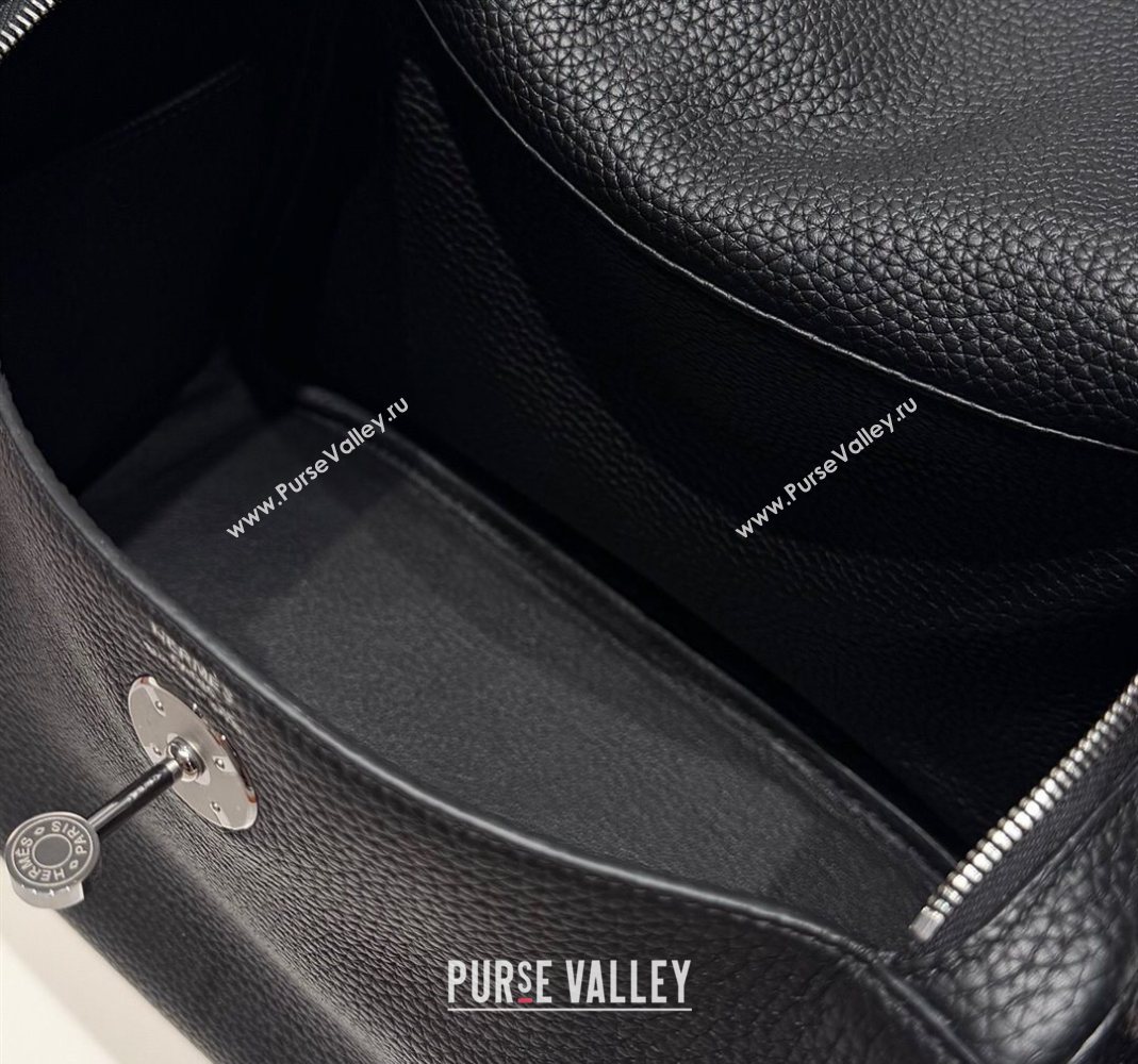 Hermes Lindy Bag 26cm in Clemence Leather Black/Silver 2025 (Half Handmade) (FLB-251125049)