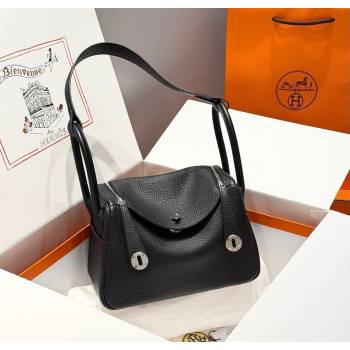 Hermes Lindy Bag 26cm in Clemence Leather Black/Silver 2025 (Half Handmade) (FLB-251125049)