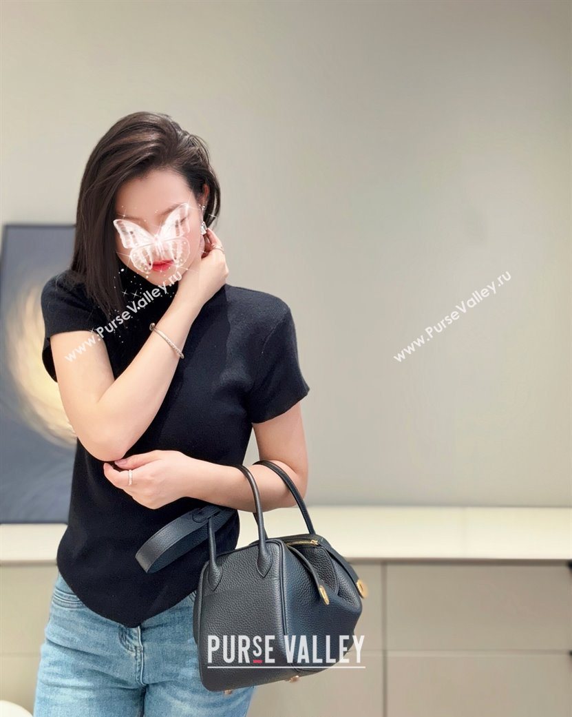 Hermes Lindy Bag 26cm in Clemence Leather Black/Gold 2025 (Half Handmade) (FLB-251125050)