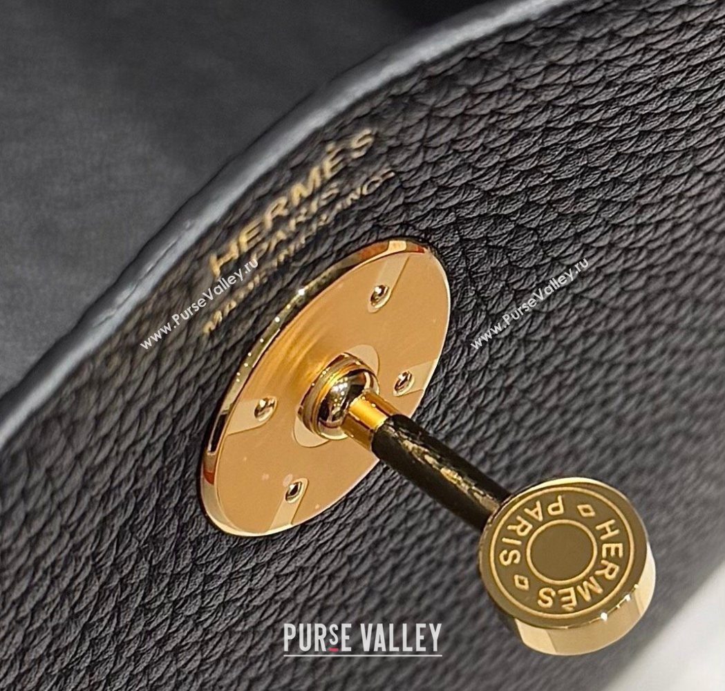 Hermes Lindy Bag 26cm in Clemence Leather Black/Gold 2025 (Half Handmade) (FLB-251125050)