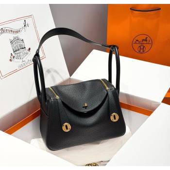 Hermes Lindy Bag 26cm in Clemence Leather Black/Gold 2025 (Half Handmade) (FLB-251125050)