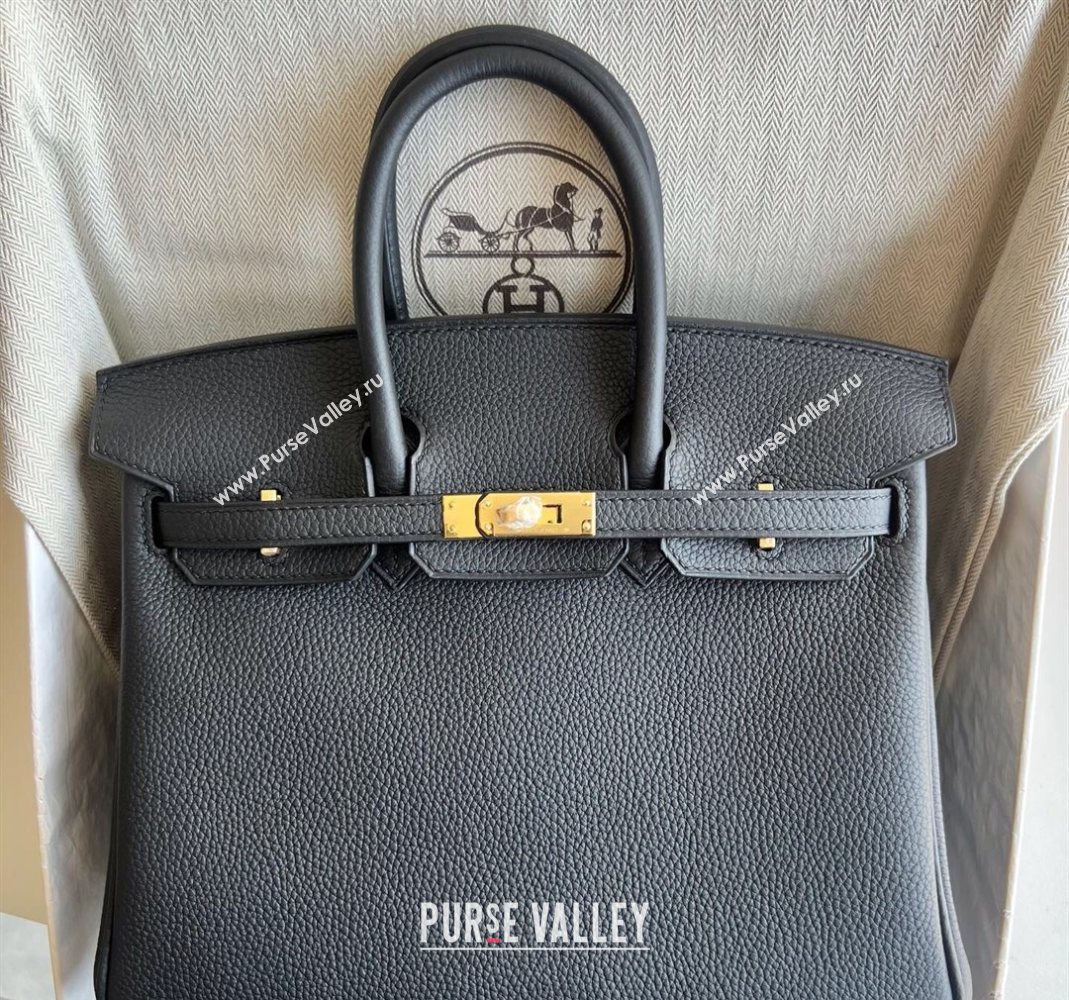 Hermes Birkin 25cm Bag in Togo Calfskin Leather Black/Gold 2025 (Full Handmade) (XY-251125051)
