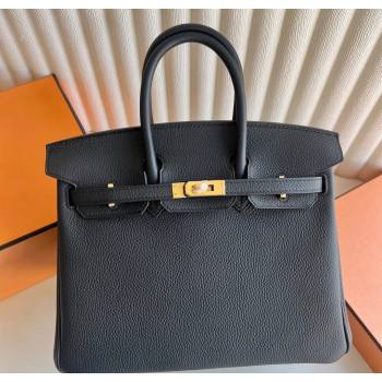 Hermes Birkin 25cm Bag in Togo Calfskin Leather Black/Gold 2025 (Full Handmade) (XY-251125051)