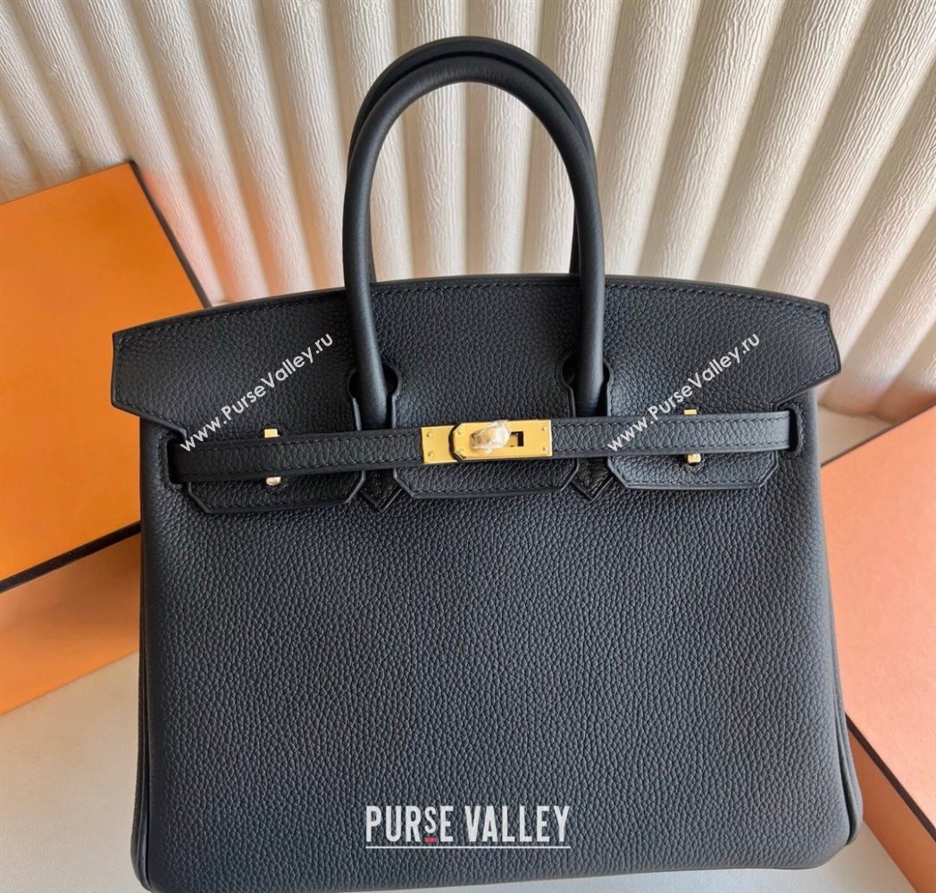 Hermes Birkin 25cm Bag in Togo Calfskin Leather Black/Gold 2025 (Full Handmade) (XY-251125051)