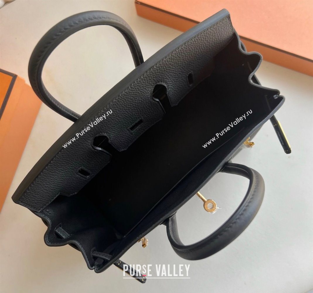 Hermes Birkin 25cm Bag in Togo Calfskin Leather Black/Gold 2025 (Full Handmade) (XY-251125051)