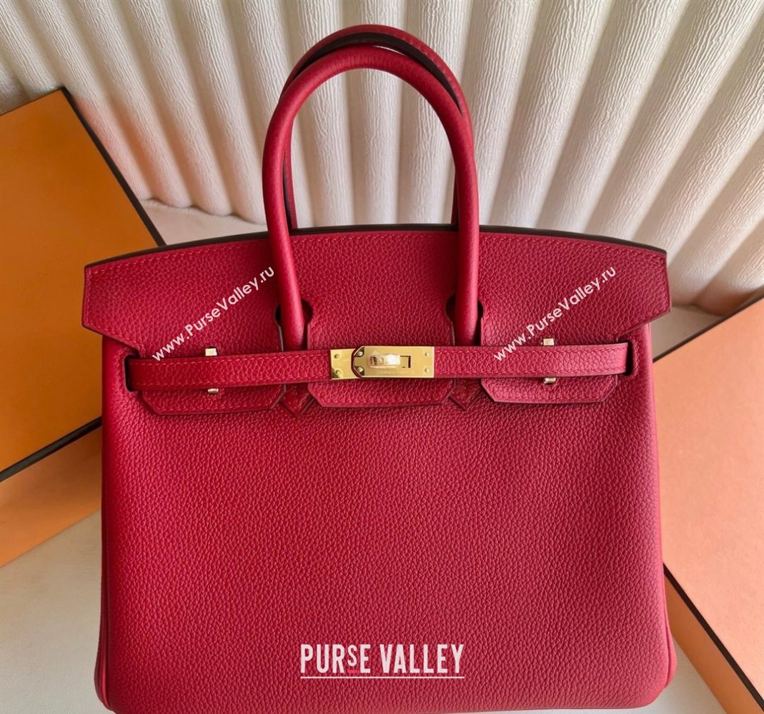 Hermes Birkin 25cm Bag in Togo Calfskin Leather Chinese Red 2025 (Full Handmade) (XY-251125052)