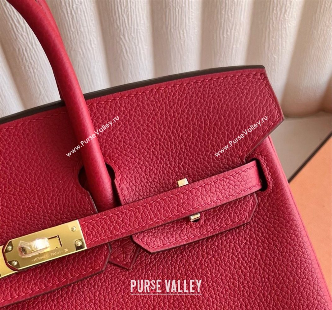 Hermes Birkin 25cm Bag in Togo Calfskin Leather Chinese Red 2025 (Full Handmade) (XY-251125052)